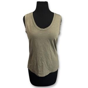 Theory Olive Green Sleeveless Scoop Neck Basic Tank Top Women's Size M